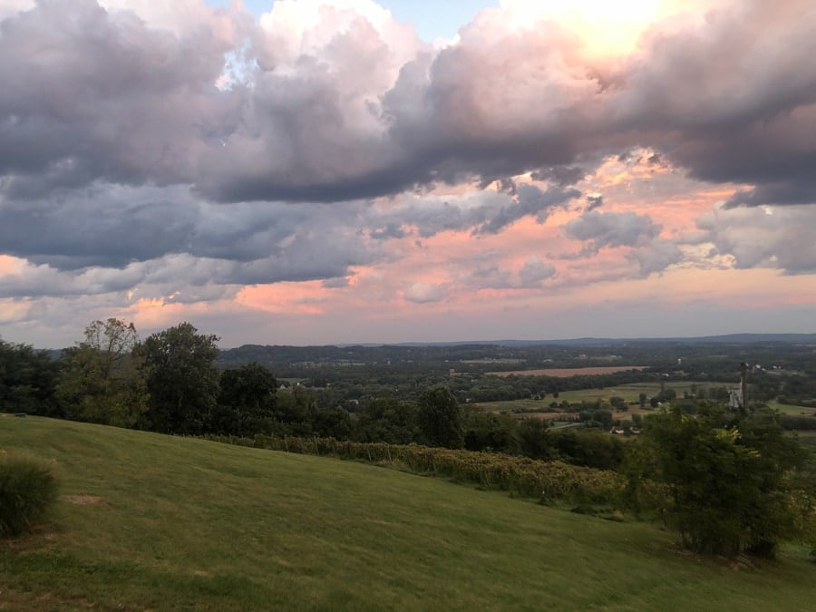 sunset view from bluemont vineyard