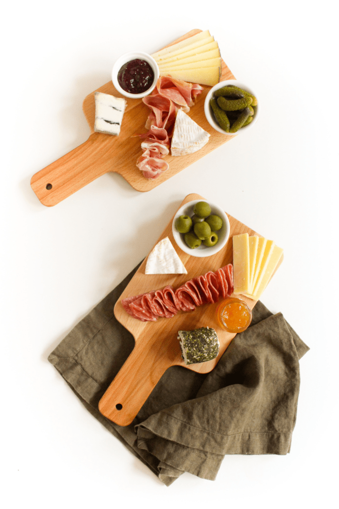 holiday appetizer on a wooden platter