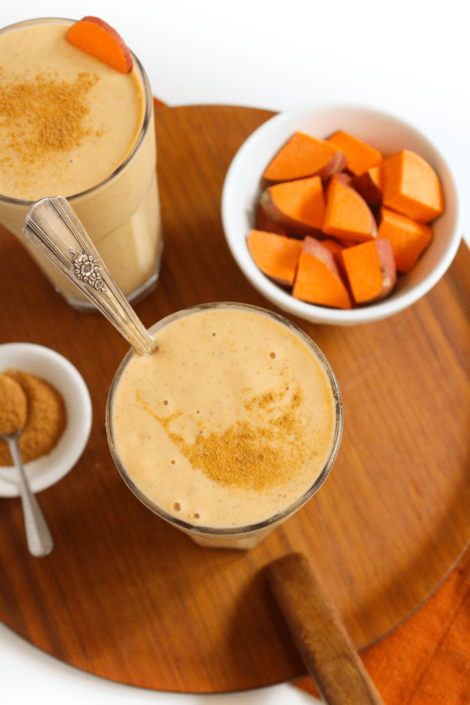 banana yogurt smoothie with sweet potato