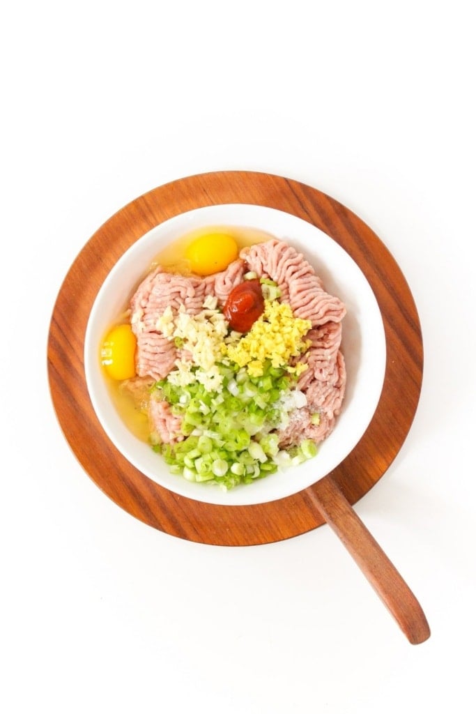 turkey meatball ingredients in a large bowl