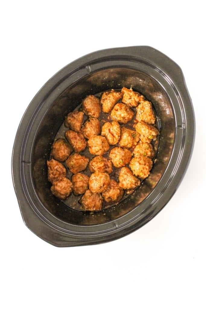 asian turkey meatballs in a slow cooker