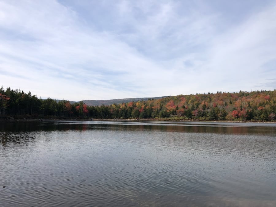 view of the bowl lake in acadia national park