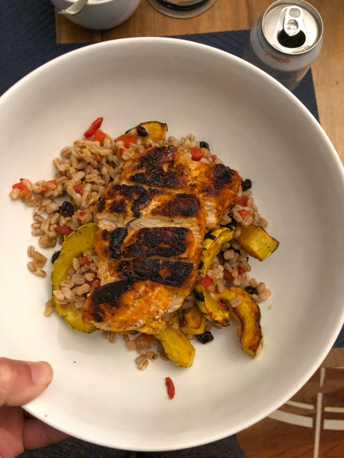chicken with grains and roasted squash