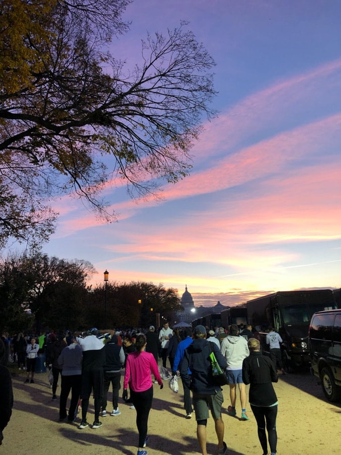sunrise view from the start of the marine corps 10k