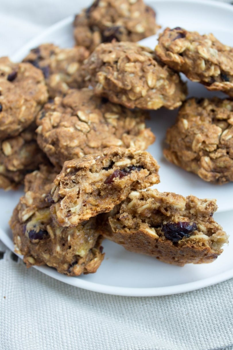 pumpkin oatmeal cookies with banana on a plate