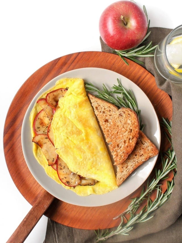 White Cheddar Apple Omelet with Rosemary food