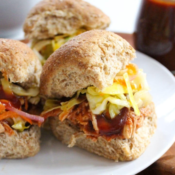 BBQ Chicken Sliders with Coleslaw