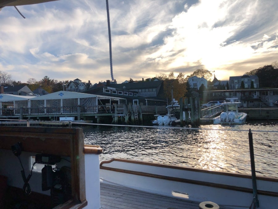 view from a sailboat in camden maine