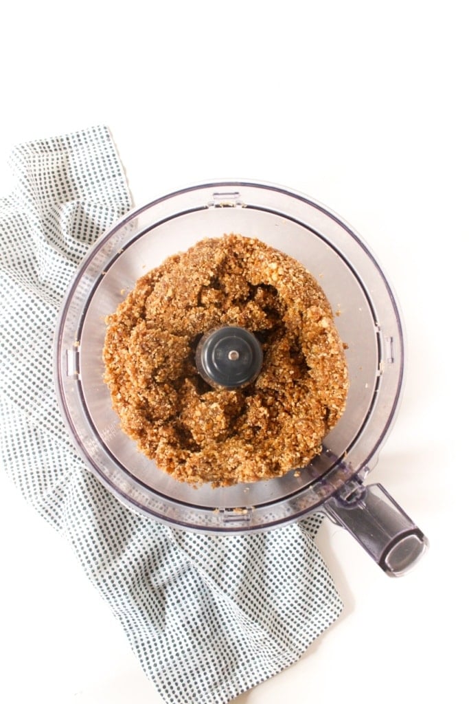 vegan pie crust mixture in a food processor