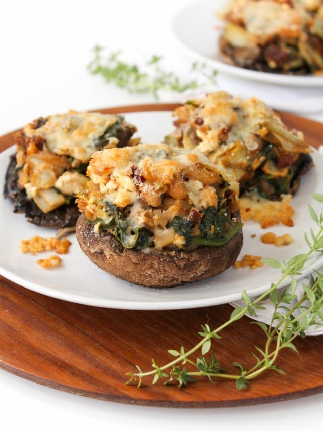 Spinach Artichoke Stuffed Portobello Mushrooms food