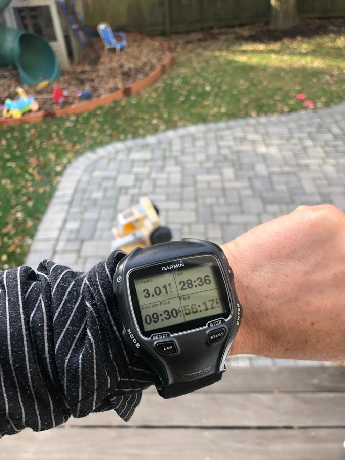 picture of garmin watch with 3 miles on it