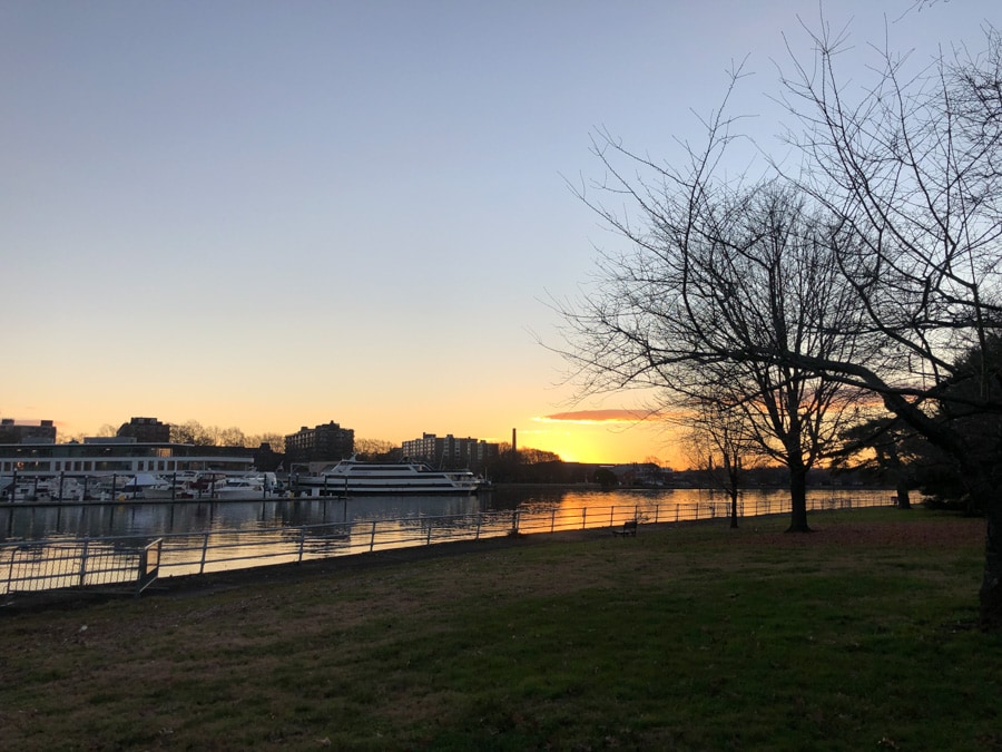 view of the sunrise at hains point