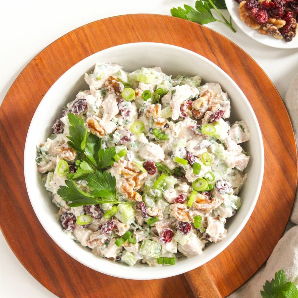 Greek Yogurt Cranberry Chicken Salad with Walnuts (No Mayo