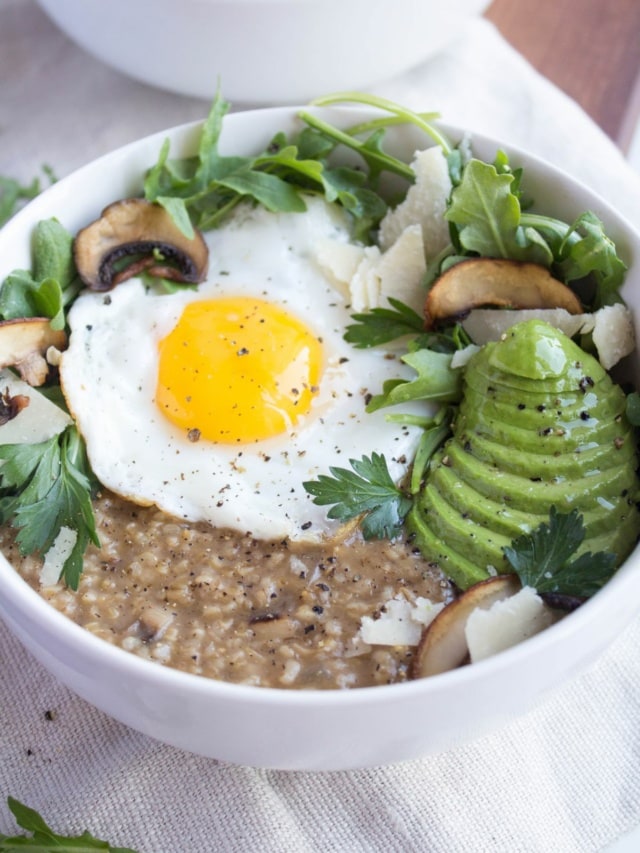 Savory Oatmeal with Avocado & Eggs food