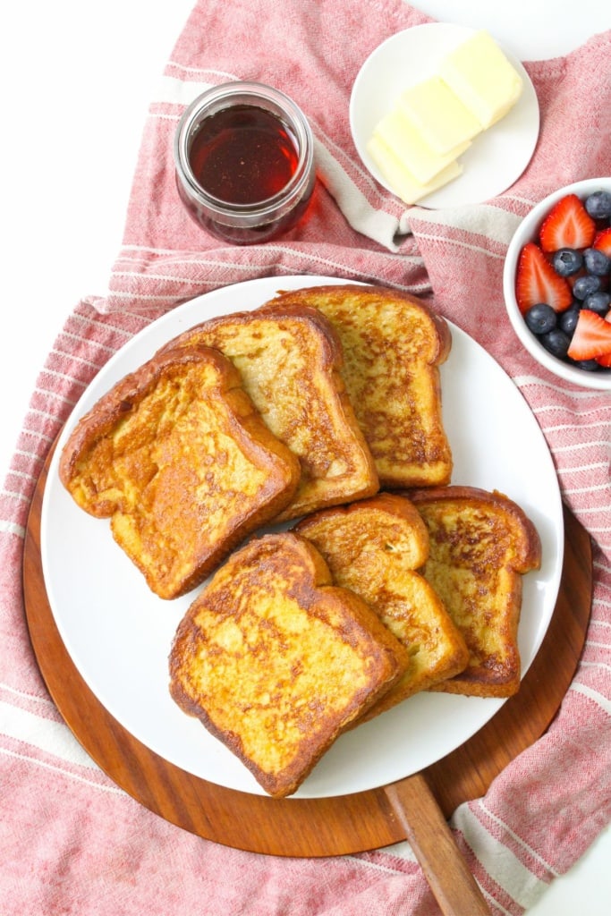 slices of almond milk french toast on a plate