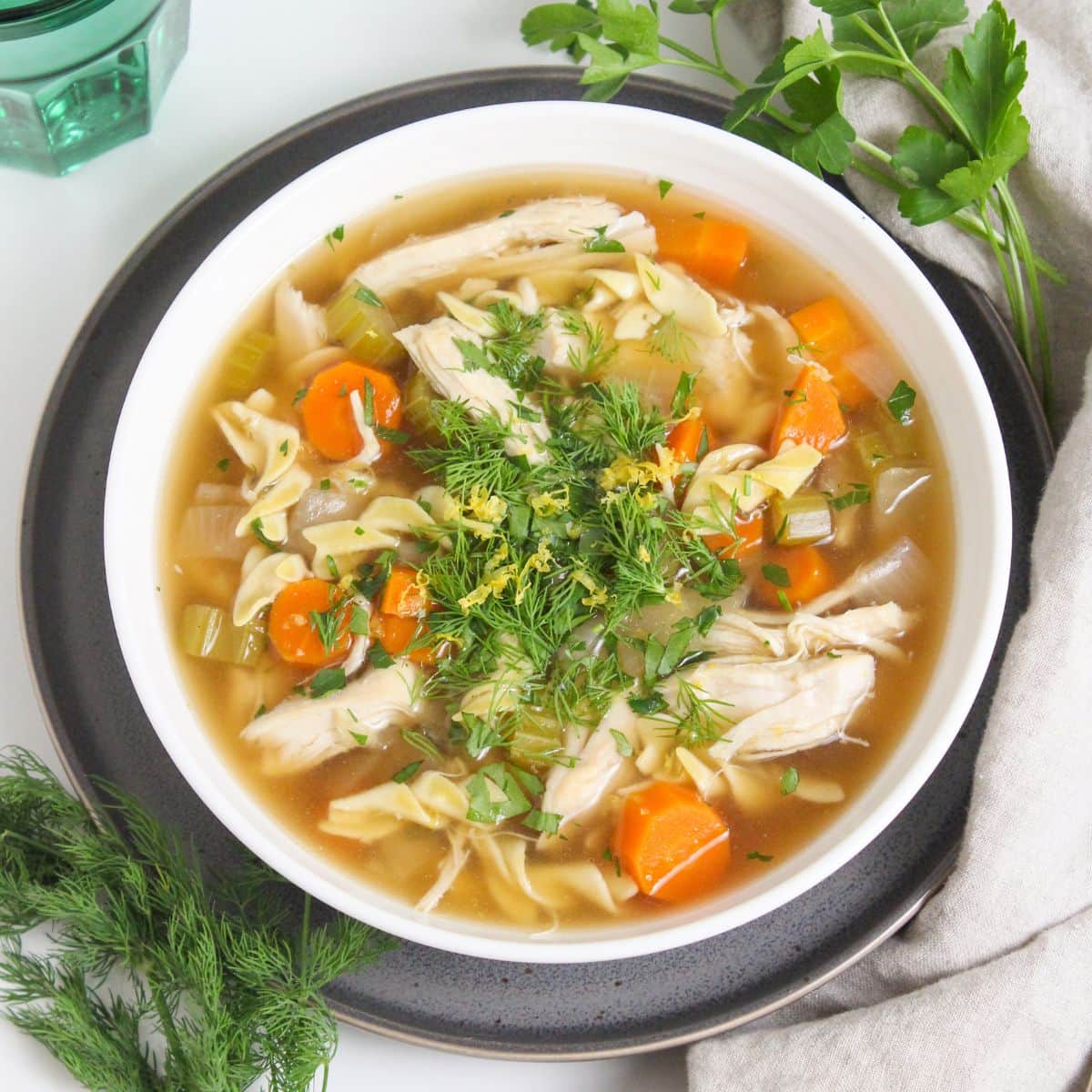 Easy Vegan Chicken Noodle Soup - Lean Green Dad