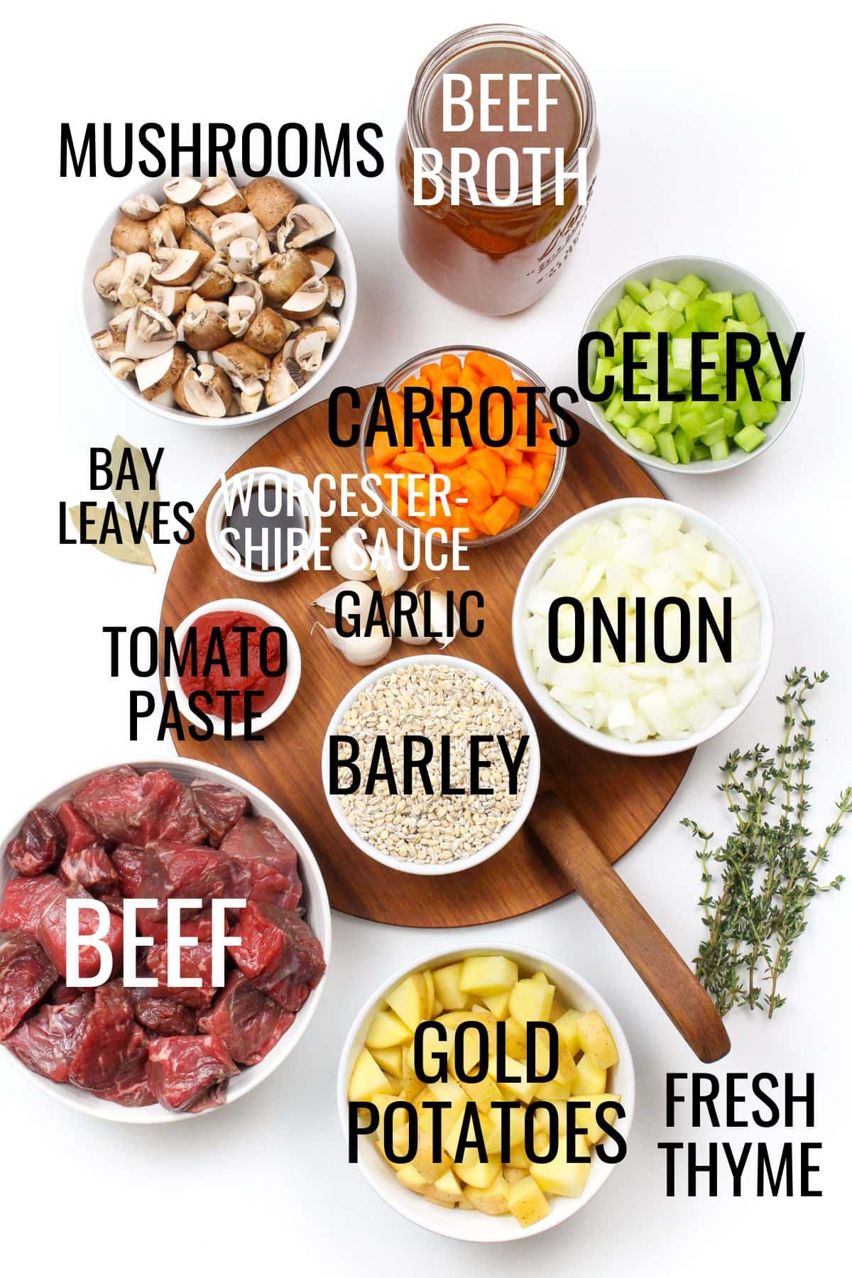Instant Pot beef and barley soup ingredients