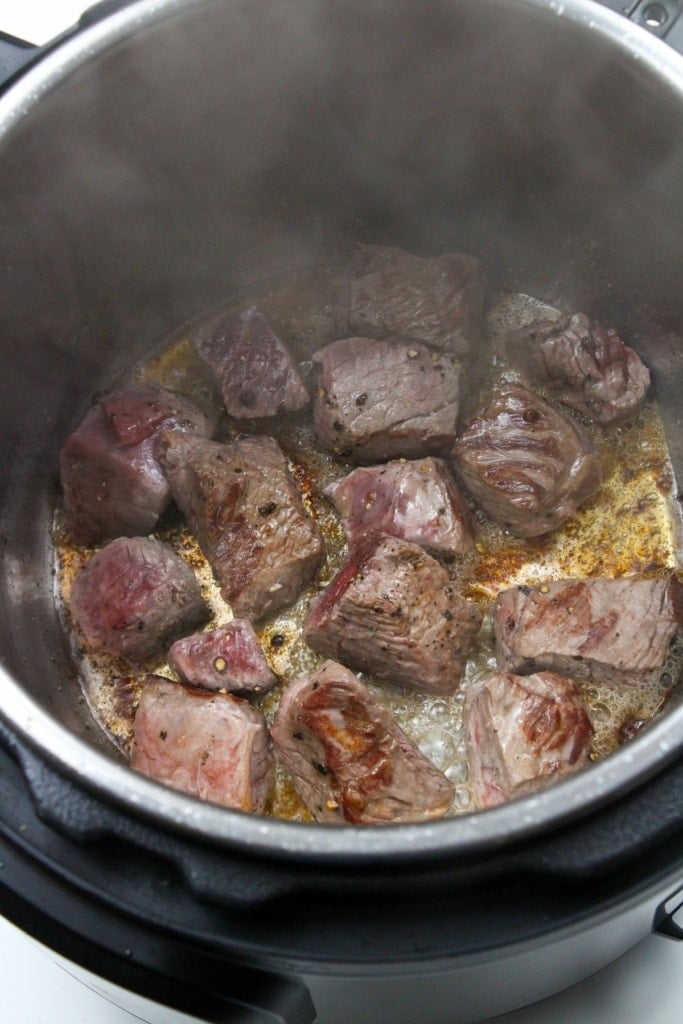 beef chunks in an Instant Pot