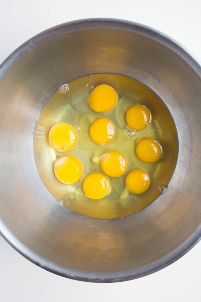 eggs cracked into a bowl