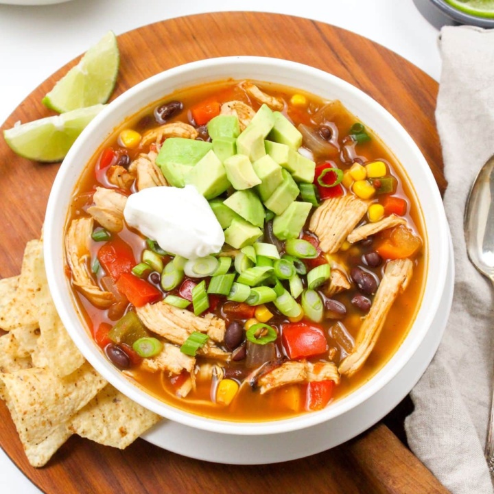 Veggie-Packed Slow Cooker Chicken Taco Soup (Easy Prep)