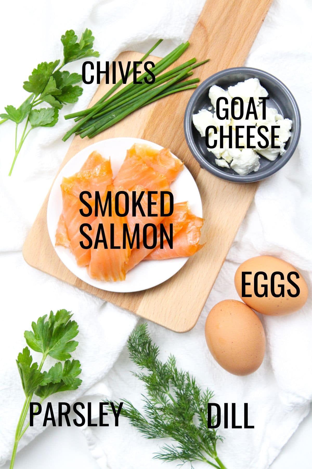 omelet ingredients with fresh herbs