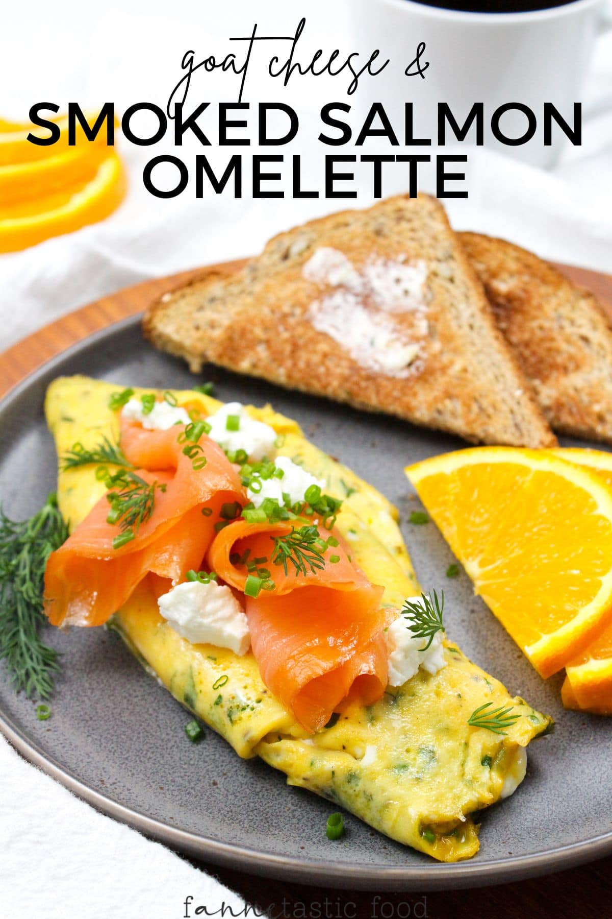 smoked salmon omelette with goat cheese