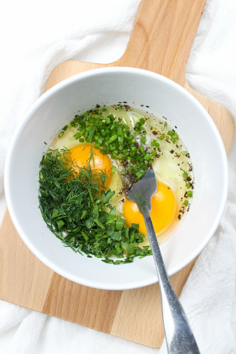 10Minute Smoked Salmon Omelette with Creamy Goat Cheese food