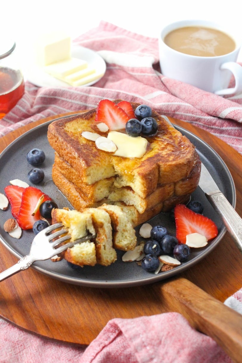 stack of french toast with berries