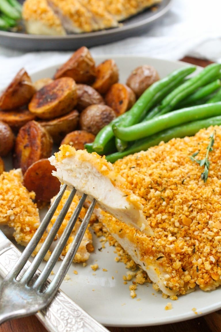 Oven Baked Panko Crusted Chicken (No Mayo & 10Min Prep) food