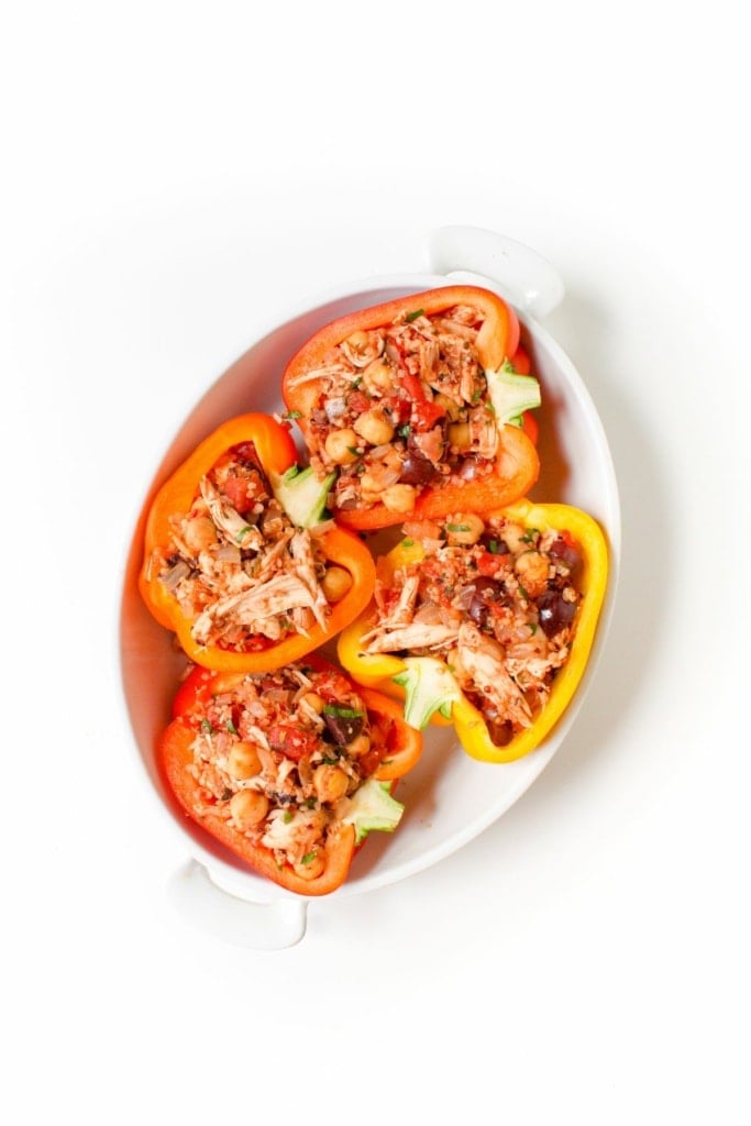 bell peppers filled with chicken and quinoa
