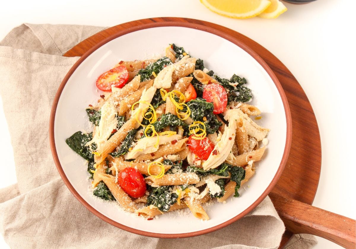 lemon chicken pasta with kale