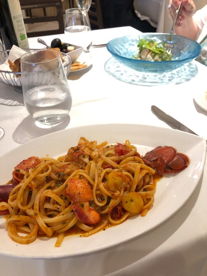 lobster pasta from cafe milano