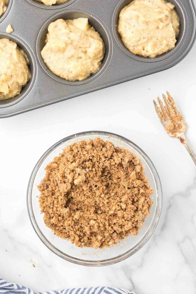 cinnamon crumble topping for muffins in a bowl