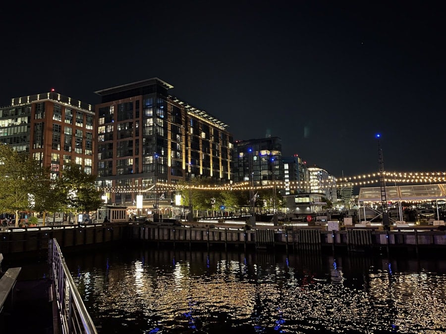 the wharf dc lit up at night