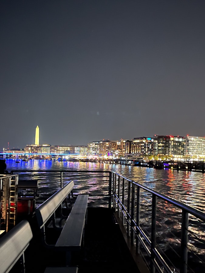 view from the dc water taxi at night 