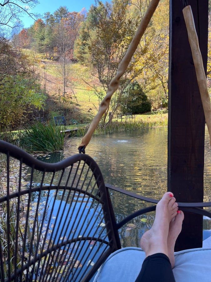 feet on a swing