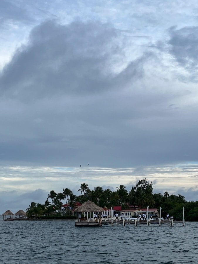 arriving to turneffe island resort via boat