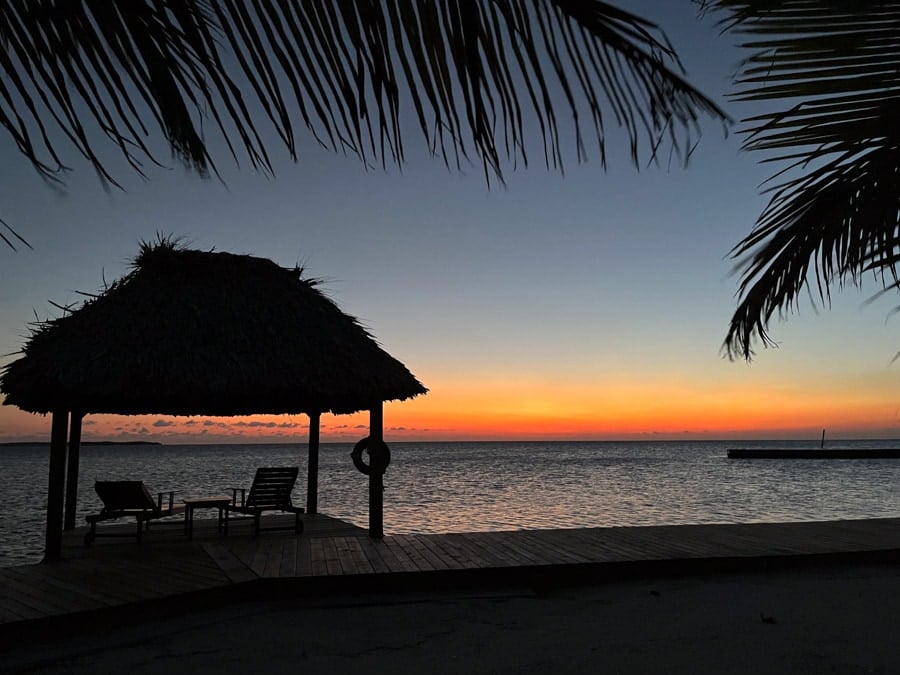 sunset view on turneffe island