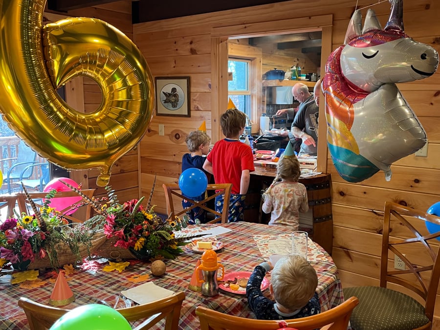 balloons set up for birthday bash