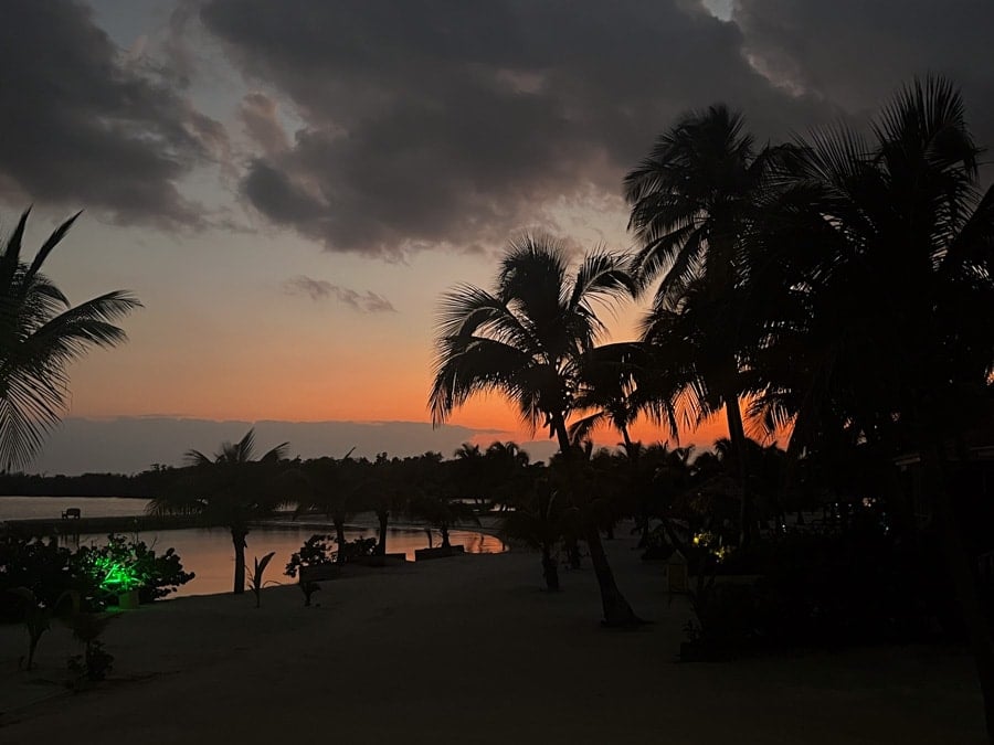 sunset on turneffe island