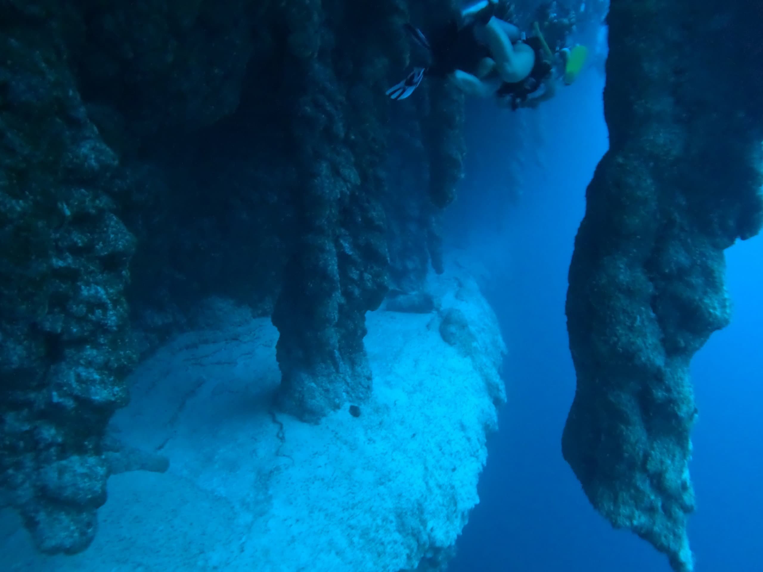 stalactites at the blue hole in belize