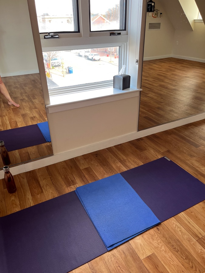 yoga mat by a window