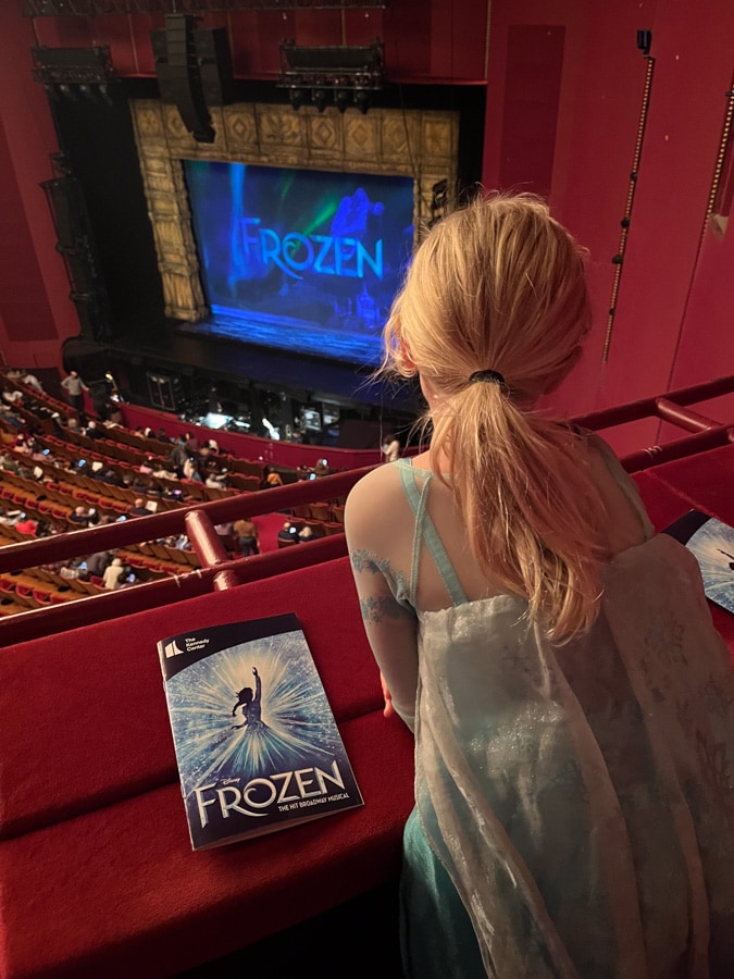 girl in frozen dress ready to see frozen at kennedy center