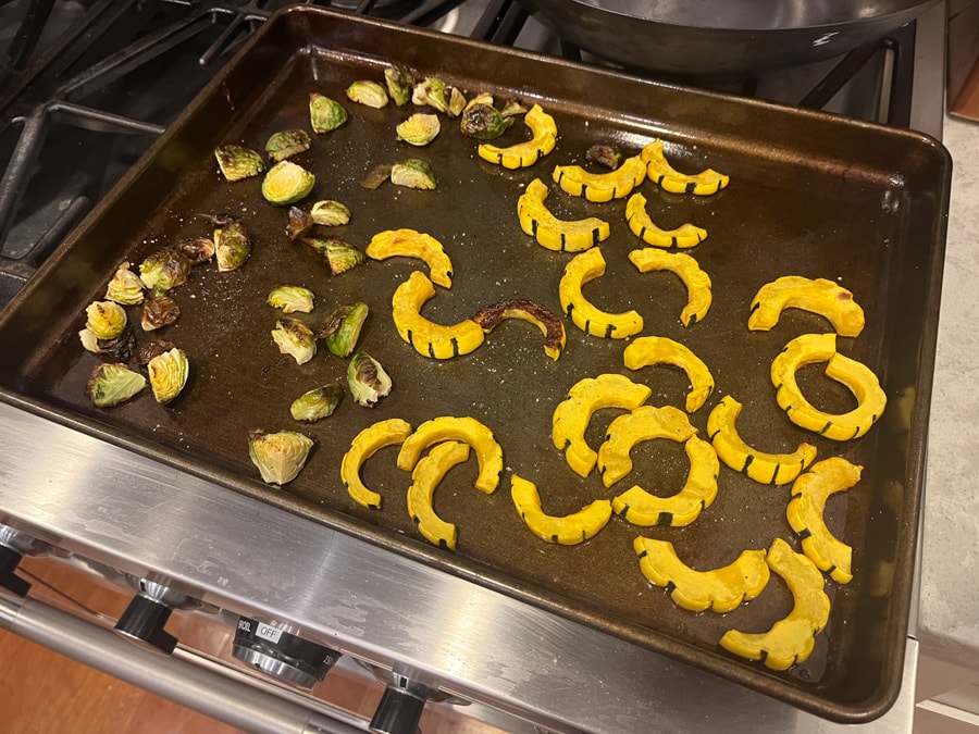 roasted squash on a sheet pan