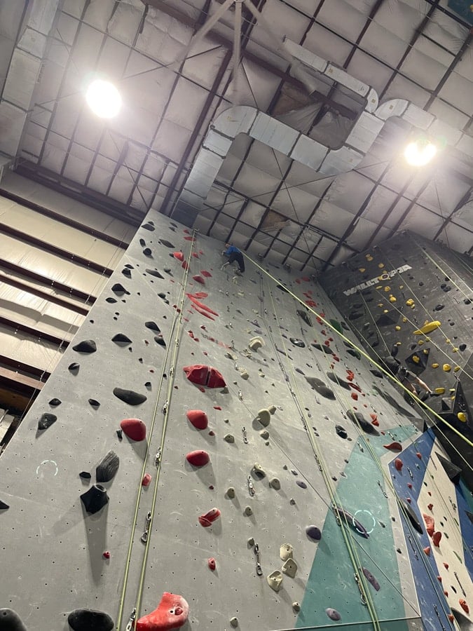 at the top of the 60 foot wall at sportrock alexandria
