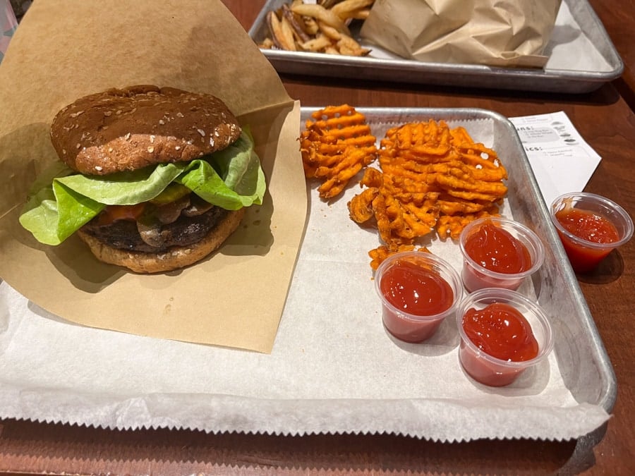 burger with sweet potato fries