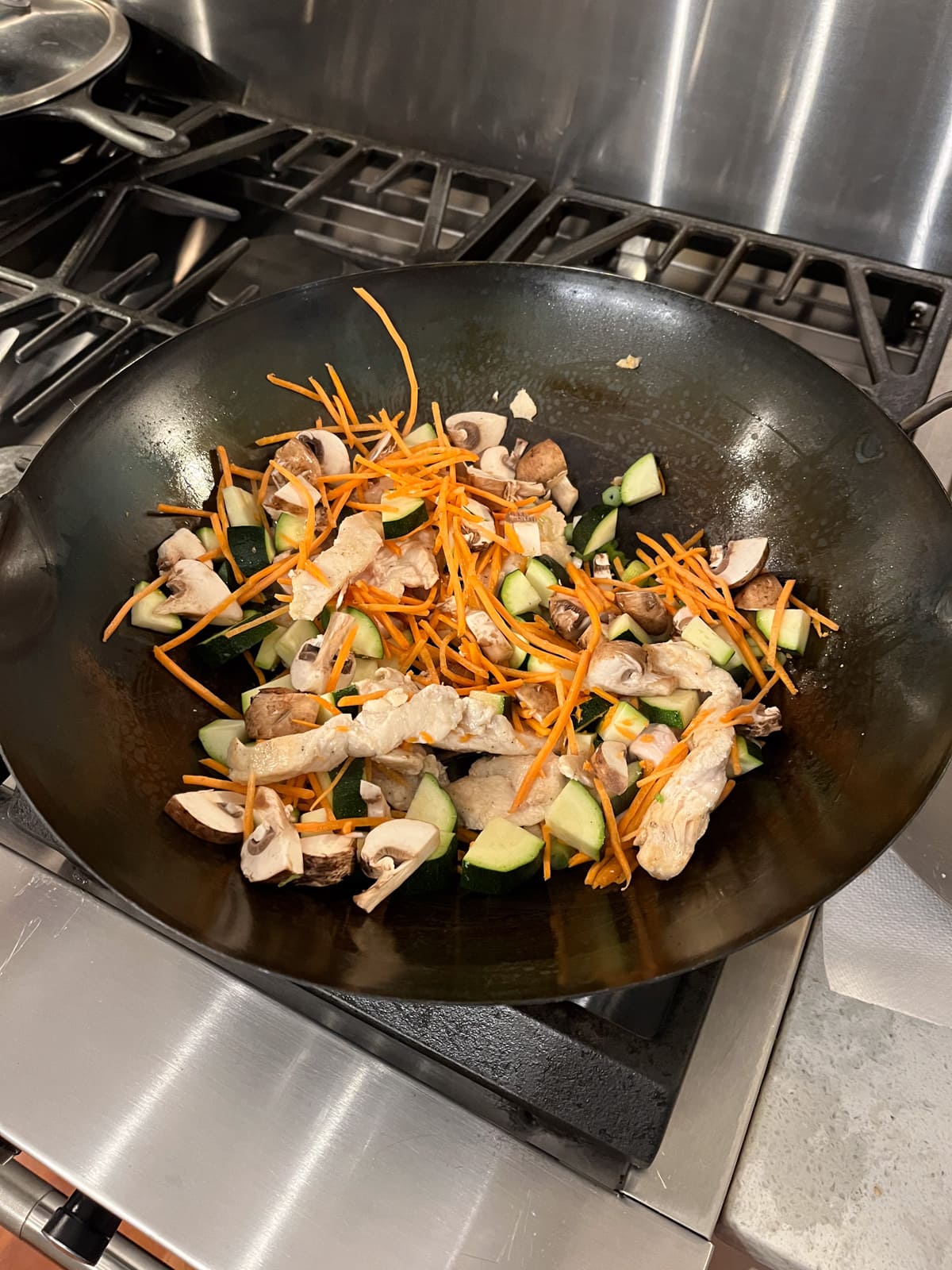 stir fry in a wok