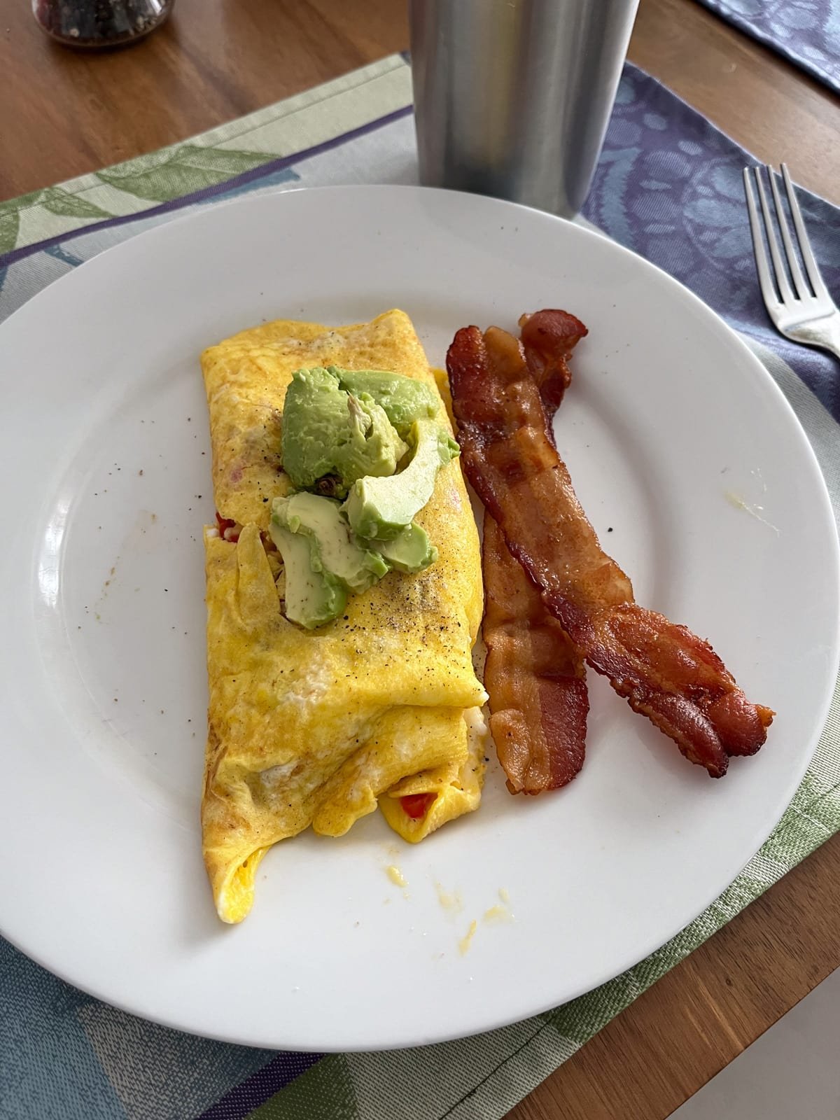 omelette topped with avocado