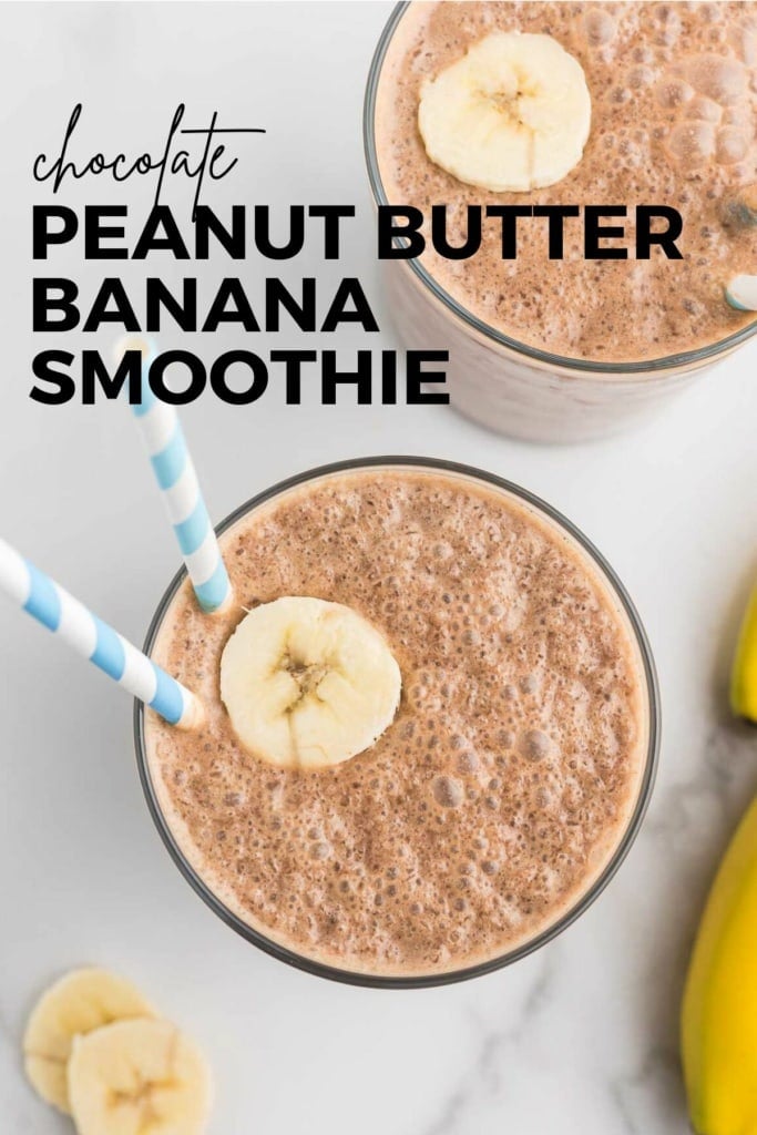 chocolate peanut butter banana smoothie with protein powder
