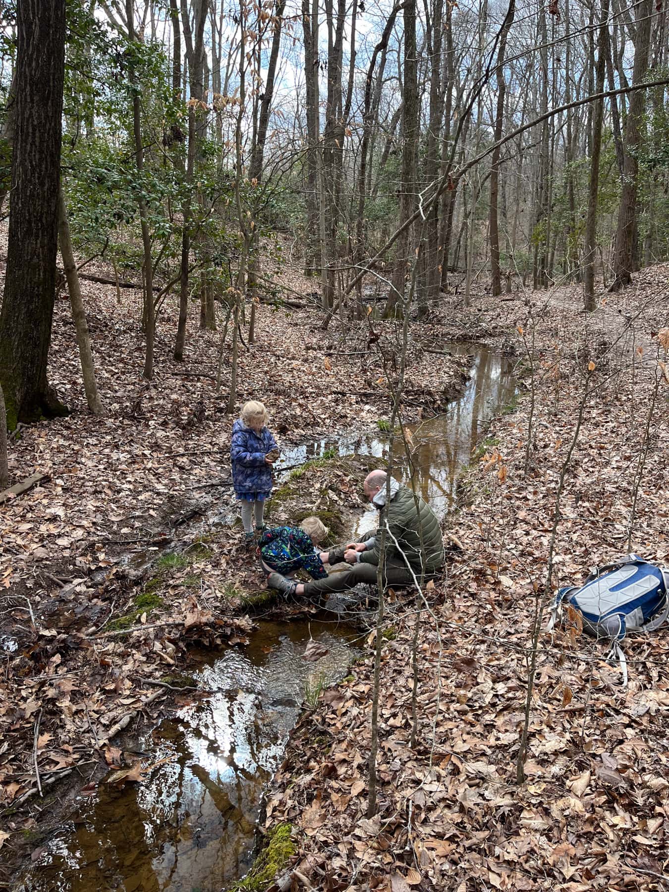 playing in a creek at mason neck state park